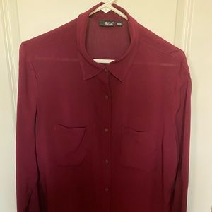 a.n.a loose fitting burgundy lightweight blouse. Size Large. (100% Rayon)
